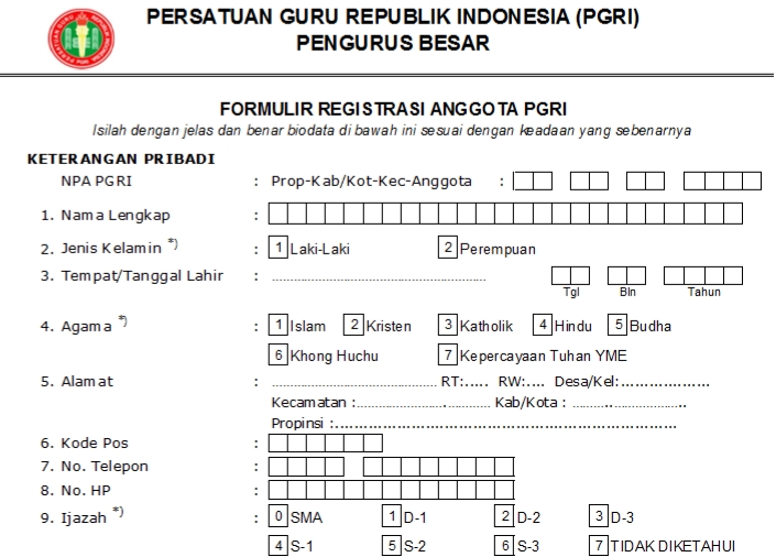 Pendaftaran PGRI Banjarmasin - Persatuan Guru Republik Indonesia Cabang Banjarmasin